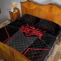 Bowling Team Quilt Bed Set Red and Black Strike Graphic and Custom Name Section - Wonder Print Shop