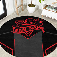 Bowling Team Round Carpet Red and Black Strike Graphic and Custom Name Section - Wonder Print Shop