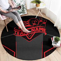 Bowling Team Round Carpet Red and Black Strike Graphic and Custom Name Section - Wonder Print Shop