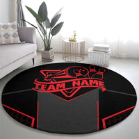 Bowling Team Round Carpet Red and Black Strike Graphic and Custom Name Section - Wonder Print Shop