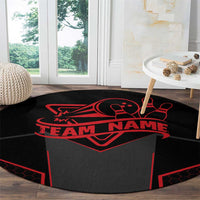 Bowling Team Round Carpet Red and Black Strike Graphic and Custom Name Section - Wonder Print Shop