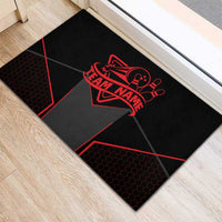 Bowling Team Rubber Doormat Red and Black Strike Graphic and Custom Name Section - Wonder Print Shop