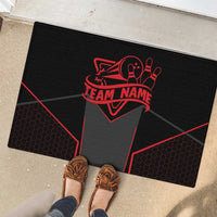 Bowling Team Rubber Doormat Red and Black Strike Graphic and Custom Name Section - Wonder Print Shop