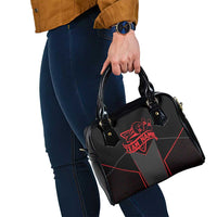 Bowling Team Shoulder Handbag Red and Black Strike Graphic and Custom Name Section - Wonder Print Shop