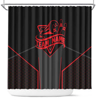 Bowling Team Shower Curtain Red and Black Strike Graphic and Custom Name Section - Wonder Print Shop