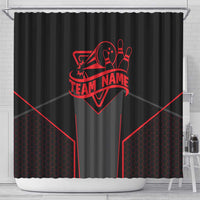Bowling Team Shower Curtain Red and Black Strike Graphic and Custom Name Section - Wonder Print Shop