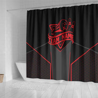 Bowling Team Shower Curtain Red and Black Strike Graphic and Custom Name Section - Wonder Print Shop