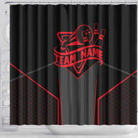 Bowling Team Shower Curtain Red and Black Strike Graphic and Custom Name Section - Wonder Print Shop