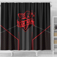 Bowling Team Shower Curtain Red and Black Strike Graphic and Custom Name Section - Wonder Print Shop
