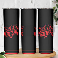 Bowling Team Skinny Tumbler Red and Black Strike Graphic and Custom Name Section - Wonder Print Shop