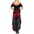 Bowling Team Summer Maxi Dress Red and Black Strike Graphic and Custom Name Section - Wonder Print Shop