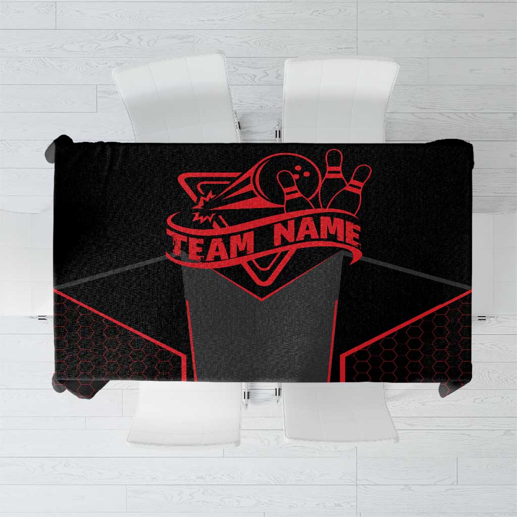 Bowling Team Tablecloth Red and Black Strike Graphic and Custom Name Section - Wonder Print Shop