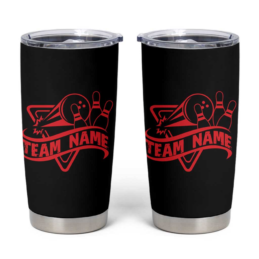 Bowling Team Tumbler Cup Red and Black Strike Graphic and Custom Name Section - Wonder Print Shop