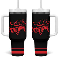 Bowling Team Tumbler With Handle Red and Black Strike Graphic and Custom Name Section - Wonder Print Shop