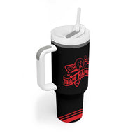 Bowling Team Tumbler With Handle Red and Black Strike Graphic and Custom Name Section - Wonder Print Shop