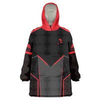 Bowling Team Wearable Blanket Hoodie Red and Black Strike Graphic and Custom Name Section - Wonder Print Shop