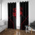 Bowling Team Window Curtain Red and Black Strike Graphic and Custom Name Section - Wonder Print Shop