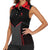 Bowling Team Women Sleeveless Polo Shirt Red and Black Strike Graphic and Custom Name Section - Wonder Print Shop