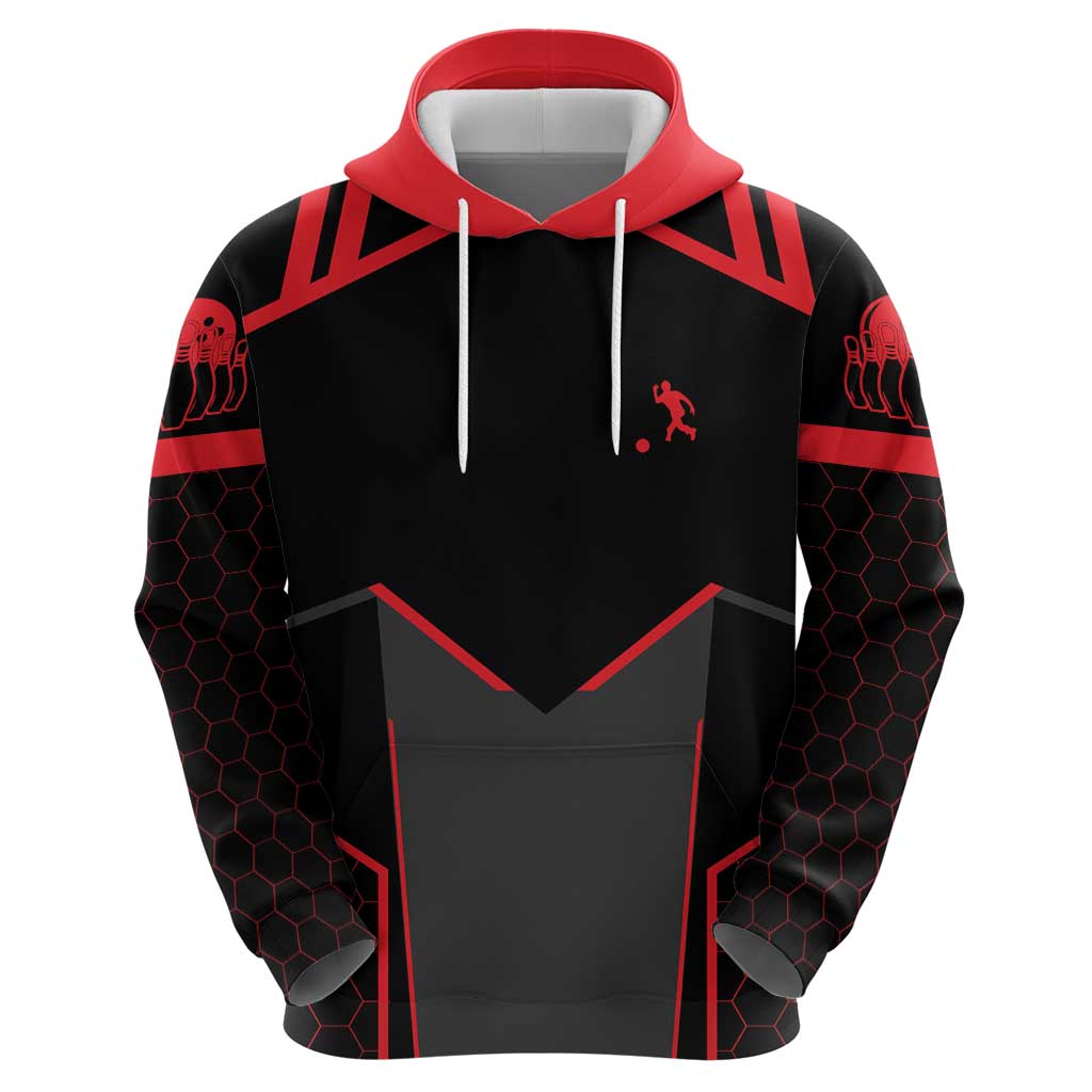 Bowling Team Zip Hoodie Red and Black Strike Graphic and Custom Name Section - Wonder Print Shop