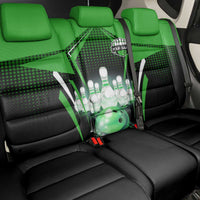 Bowling Team Design Back Car Seat Cover Green Strike Graphic and Custom Name Shield Accent - Wonder Print Shop