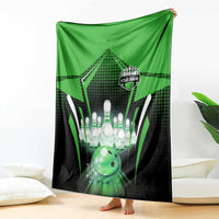 Bowling Team Design Blanket Green Strike Graphic and Custom Name Shield Accent - Wonder Print Shop