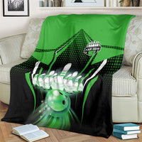 Bowling Team Design Blanket Green Strike Graphic and Custom Name Shield Accent - Wonder Print Shop