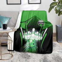 Bowling Team Design Blanket Green Strike Graphic and Custom Name Shield Accent - Wonder Print Shop