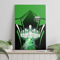 Bowling Team Design Canvas Wall Art Green Strike Graphic and Custom Name Shield Accent - Wonder Print Shop