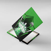 Bowling Team Design Canvas Wall Art Green Strike Graphic and Custom Name Shield Accent - Wonder Print Shop
