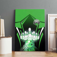Bowling Team Design Canvas Wall Art Green Strike Graphic and Custom Name Shield Accent - Wonder Print Shop