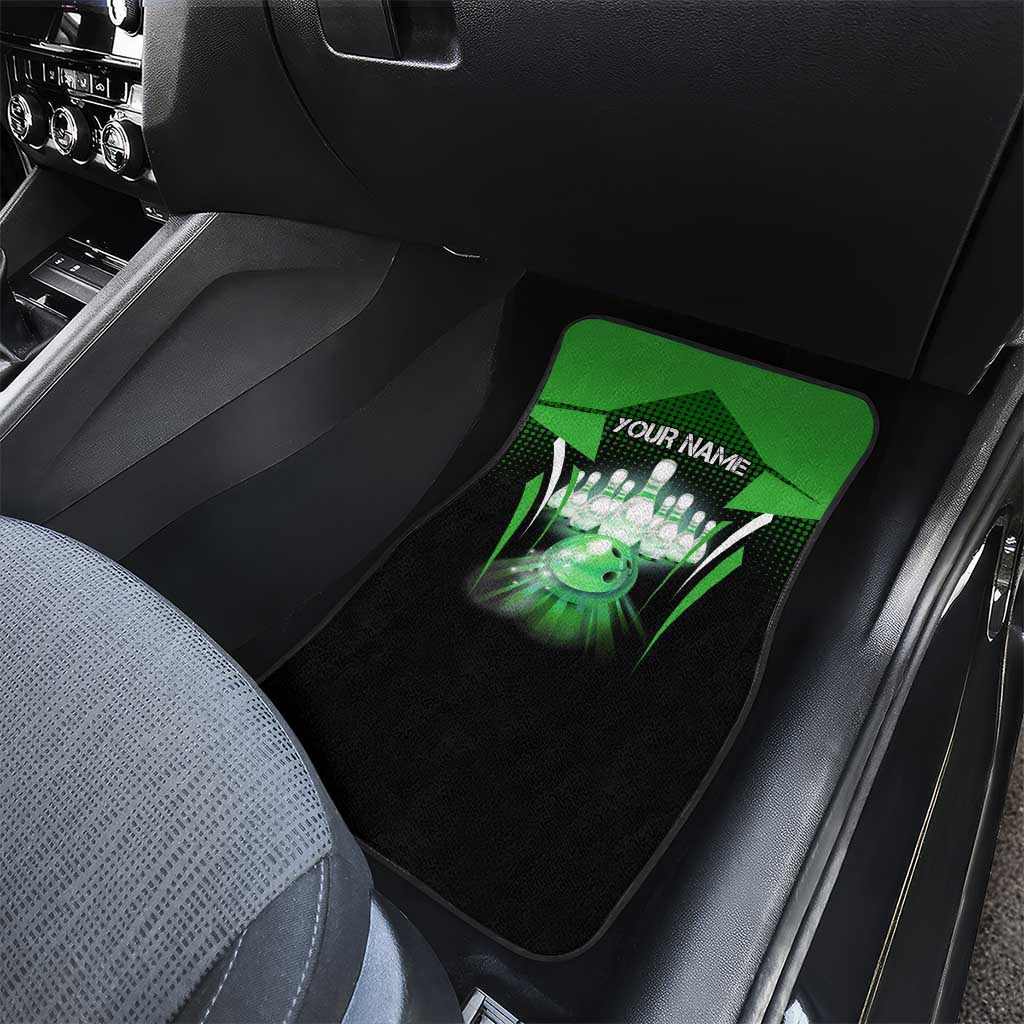 Bowling Team Design Car Mats Green Strike Graphic and Custom Name Shield Accent - Wonder Print Shop