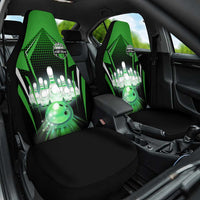 Bowling Team Design Car Seat Cover Green Strike Graphic and Custom Name Shield Accent - Wonder Print Shop
