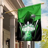 Bowling Team Design Garden Flag Green Strike Graphic and Custom Name Shield Accent - Wonder Print Shop