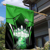 Bowling Team Design Garden Flag Green Strike Graphic and Custom Name Shield Accent - Wonder Print Shop