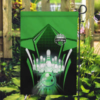 Bowling Team Design Garden Flag Green Strike Graphic and Custom Name Shield Accent - Wonder Print Shop