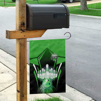 Bowling Team Design Garden Flag Green Strike Graphic and Custom Name Shield Accent - Wonder Print Shop