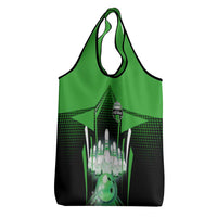 Bowling Team Design Grocery Bag Green Strike Graphic and Custom Name Shield Accent - Wonder Print Shop
