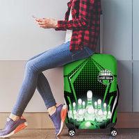 Bowling Team Design Luggage Cover Green Strike Graphic and Custom Name Shield Accent - Wonder Print Shop