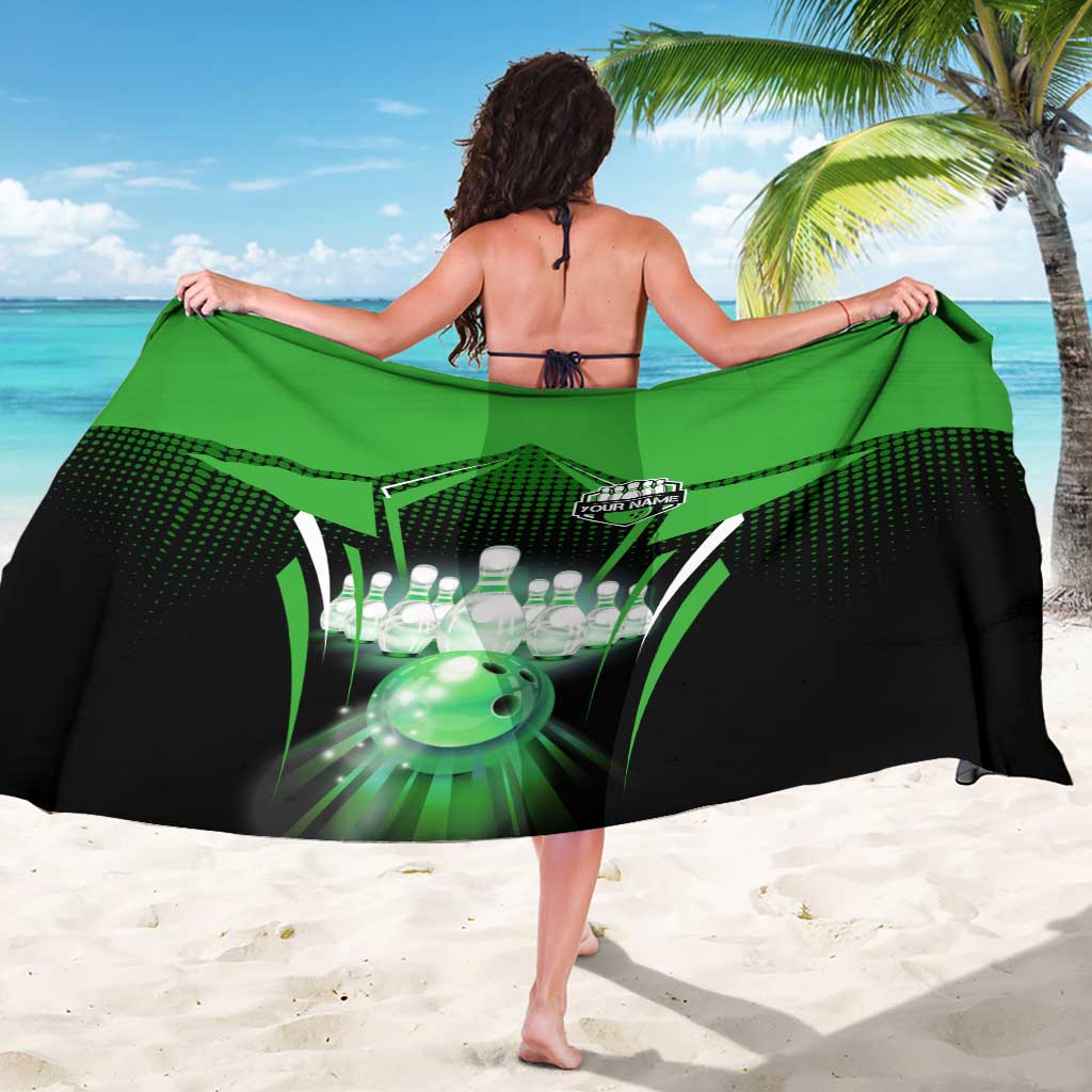 Bowling Team Design Sarong Green Strike Graphic and Custom Name Shield Accent - Wonder Print Shop