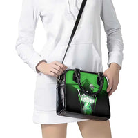 Bowling Team Design Shoulder Handbag Green Strike Graphic and Custom Name Shield Accent - Wonder Print Shop