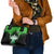 Bowling Team Design Shoulder Handbag Green Strike Graphic and Custom Name Shield Accent - Wonder Print Shop