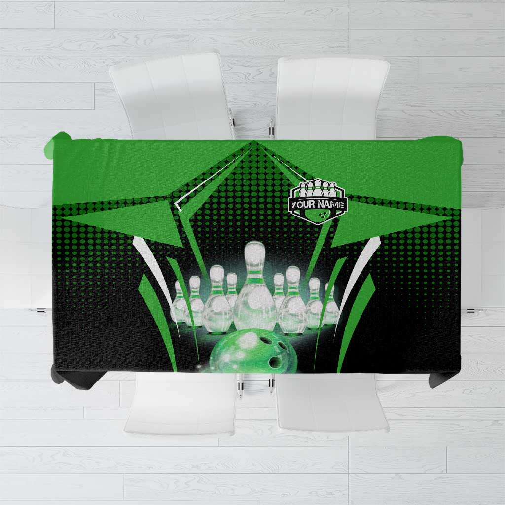 Bowling Team Design Tablecloth Green Strike Graphic and Custom Name Shield Accent - Wonder Print Shop