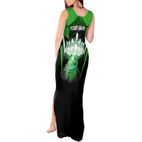 Bowling Team Design Tank Maxi Dress Green Strike Graphic and Custom Name Shield Accent - Wonder Print Shop