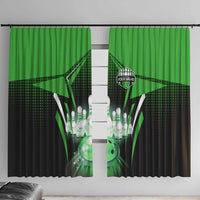 Bowling Team Design Window Curtain Green Strike Graphic and Custom Name Shield Accent - Wonder Print Shop