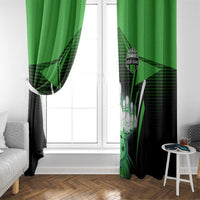 Bowling Team Design Window Curtain Green Strike Graphic and Custom Name Shield Accent - Wonder Print Shop