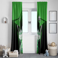 Bowling Team Design Window Curtain Green Strike Graphic and Custom Name Shield Accent - Wonder Print Shop