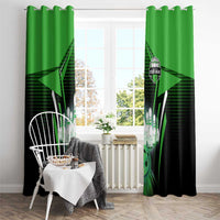 Bowling Team Design Window Curtain Green Strike Graphic and Custom Name Shield Accent - Wonder Print Shop