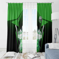 Bowling Team Design Window Curtain Green Strike Graphic and Custom Name Shield Accent - Wonder Print Shop