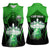 Bowling Team Design Women Sleeveless Polo Shirt Green Strike Graphic and Custom Name Shield Accent - Wonder Print Shop
