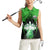 Bowling Team Design Women Sleeveless Polo Shirt Green Strike Graphic and Custom Name Shield Accent - Wonder Print Shop